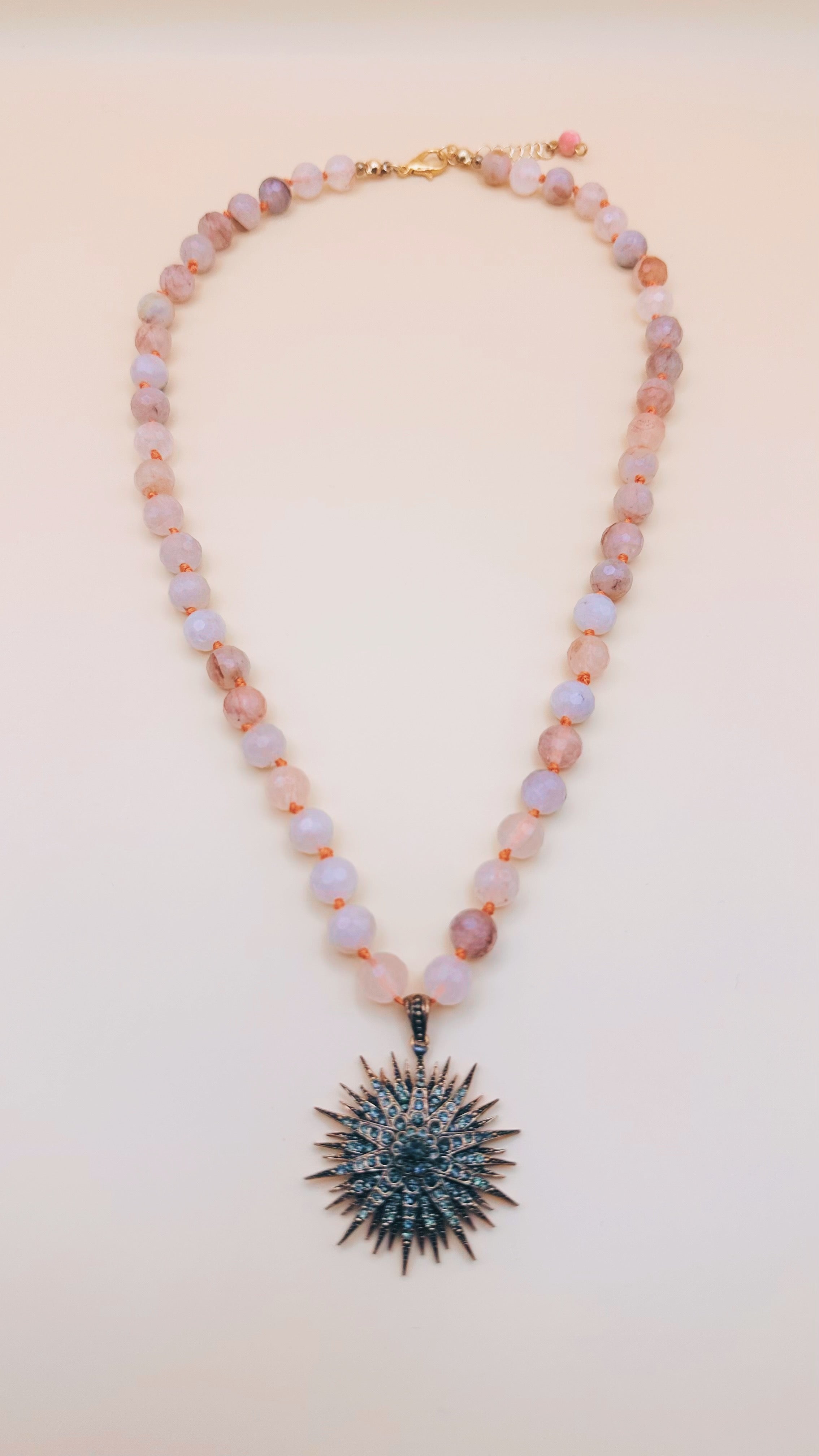 Arcturian Metatron Etheric Pranic Device Healing Harlequin Quartz Necklace