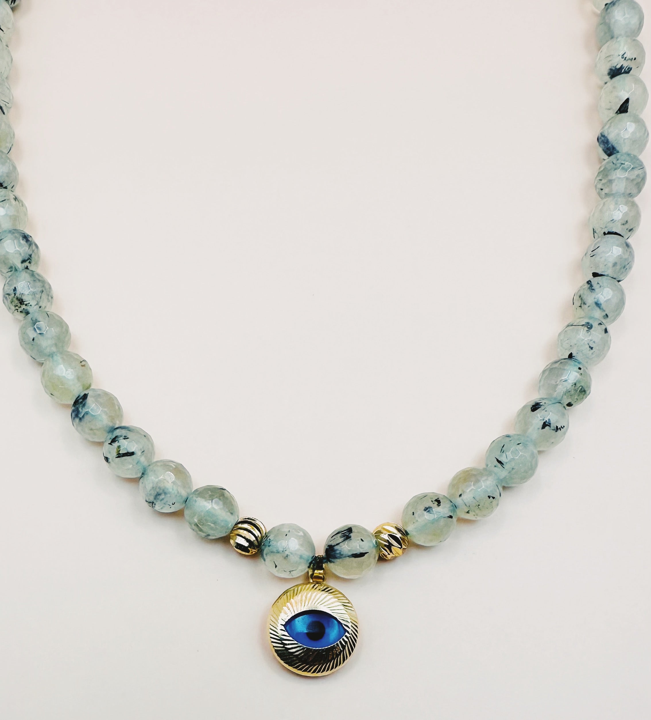 Seraphim Atlantean Miracle Manifestation Energy Necklace Peridot & Gold Evil Eye