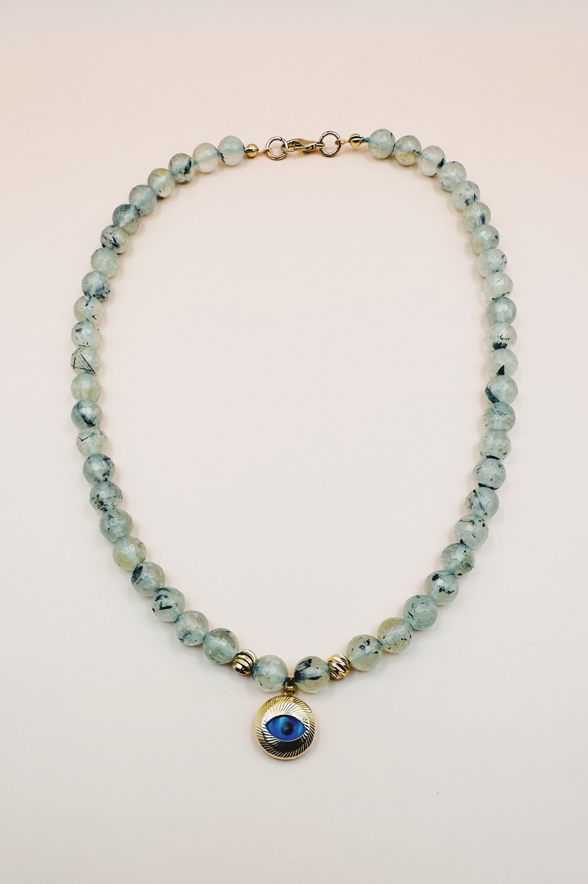 Seraphim Atlantean Miracle Manifestation Energy Necklace Peridot & Gold Evil Eye
