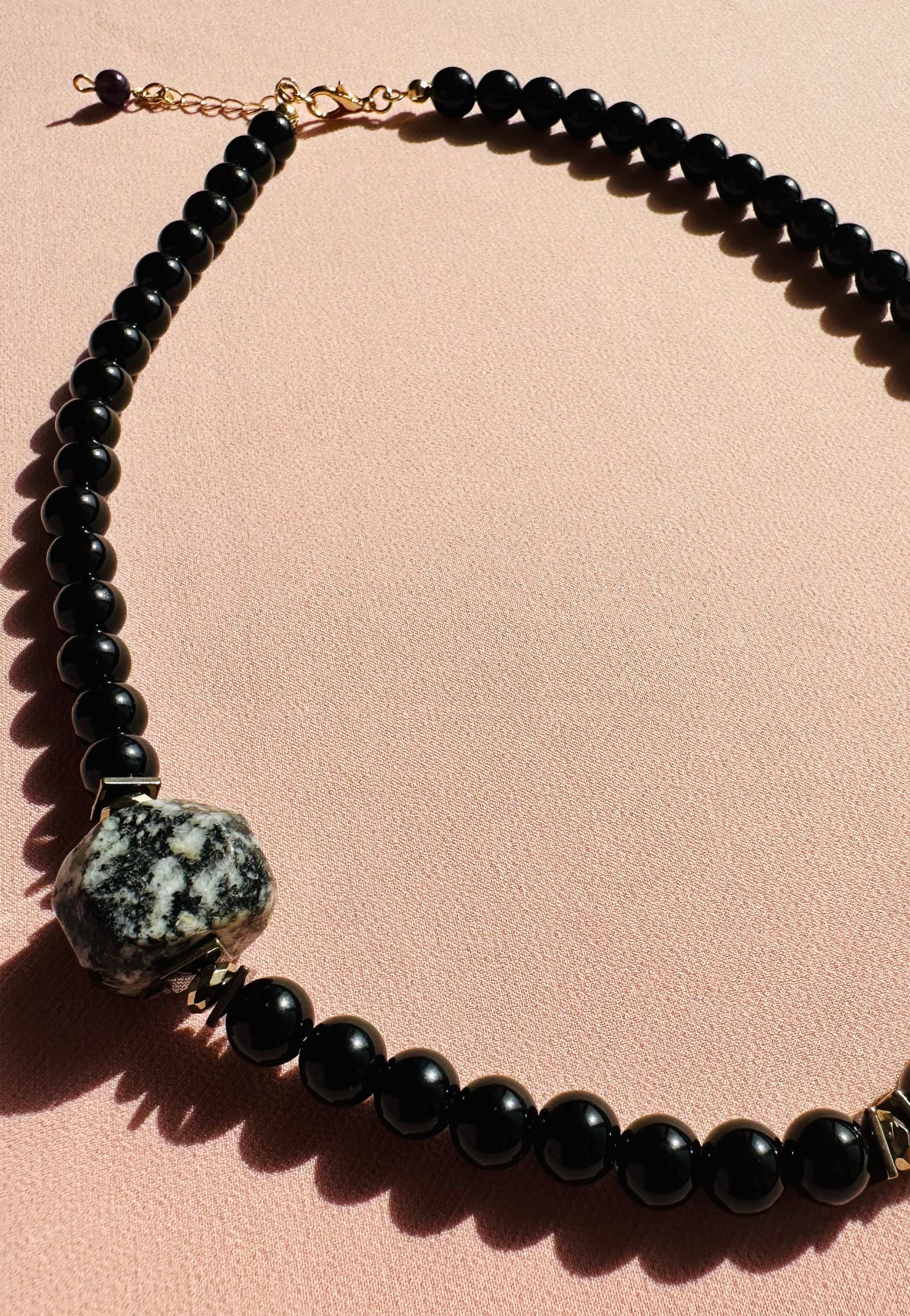 Arcturian Black Dragon Clearing Obstacles Necklace Black Onyx & Jasper