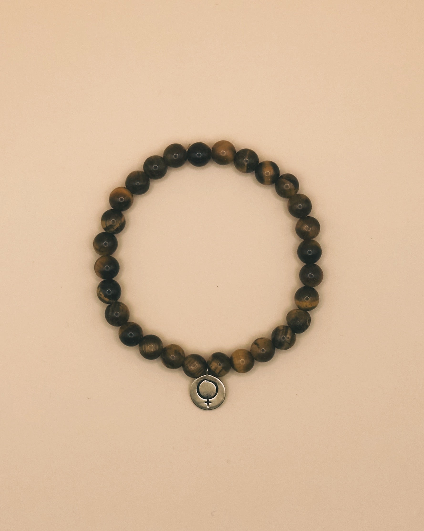 Atlantischer Planet Mars – Mangal-Energie-Armband mit vedischem Tigerauge für Tatkraft und Entschlossenheit, Mars-Anhänger aus 14 Karat Gold 
