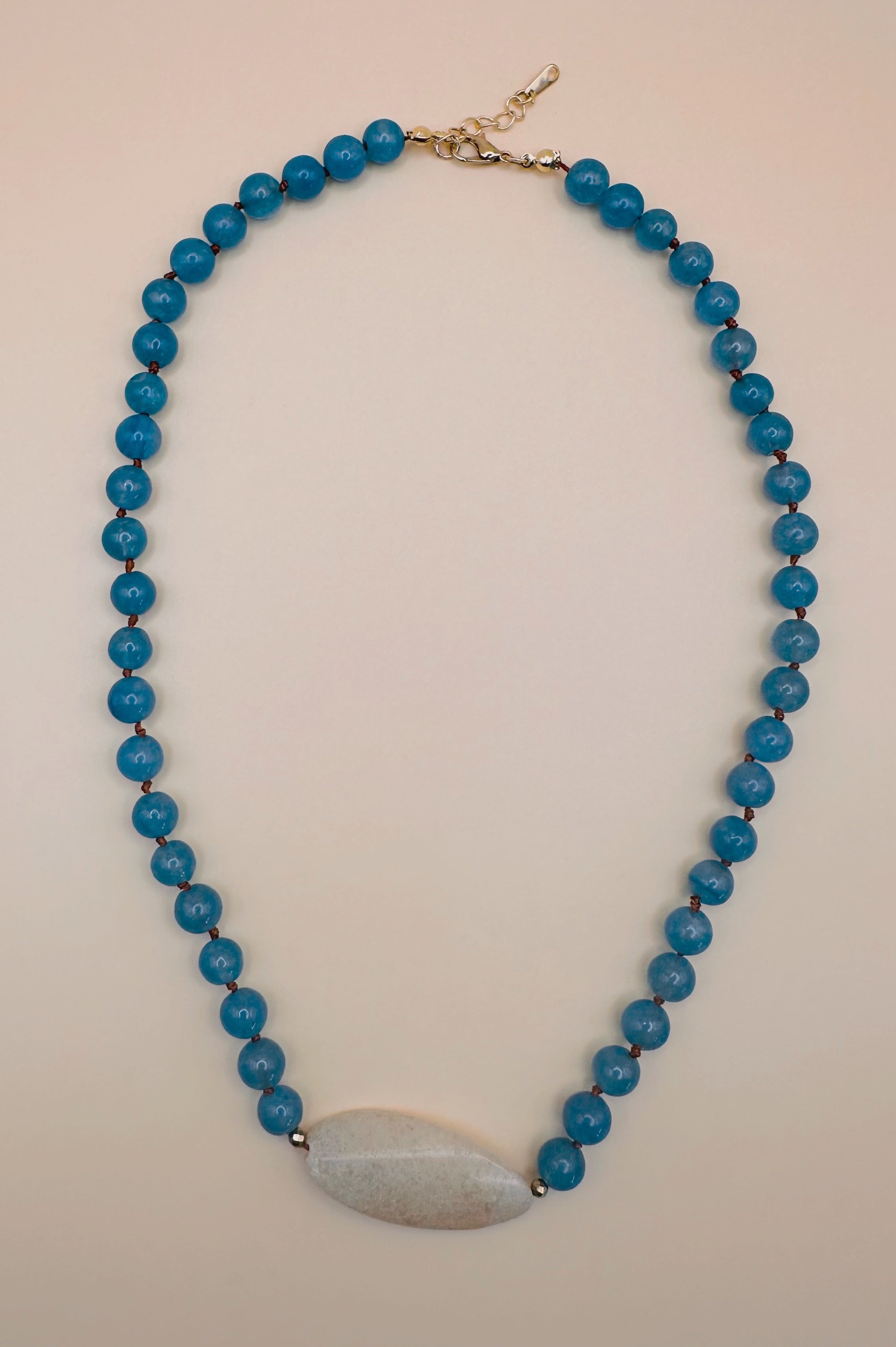 Lemurian Healing Inner Peace Halskette aus blauem Achat mit Citrin