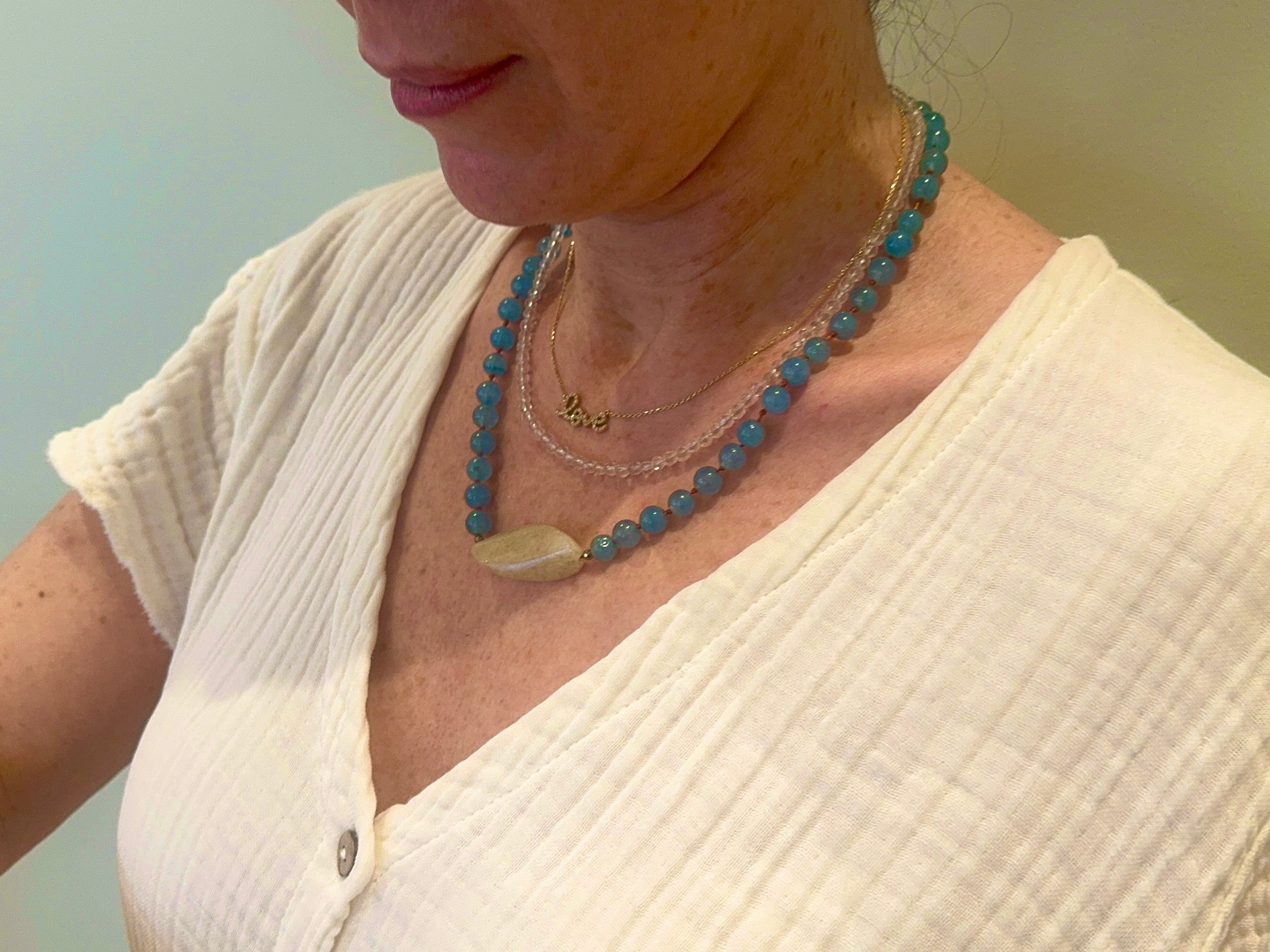 Lemurian Healing Inner Peace Halskette aus blauem Achat mit Citrin