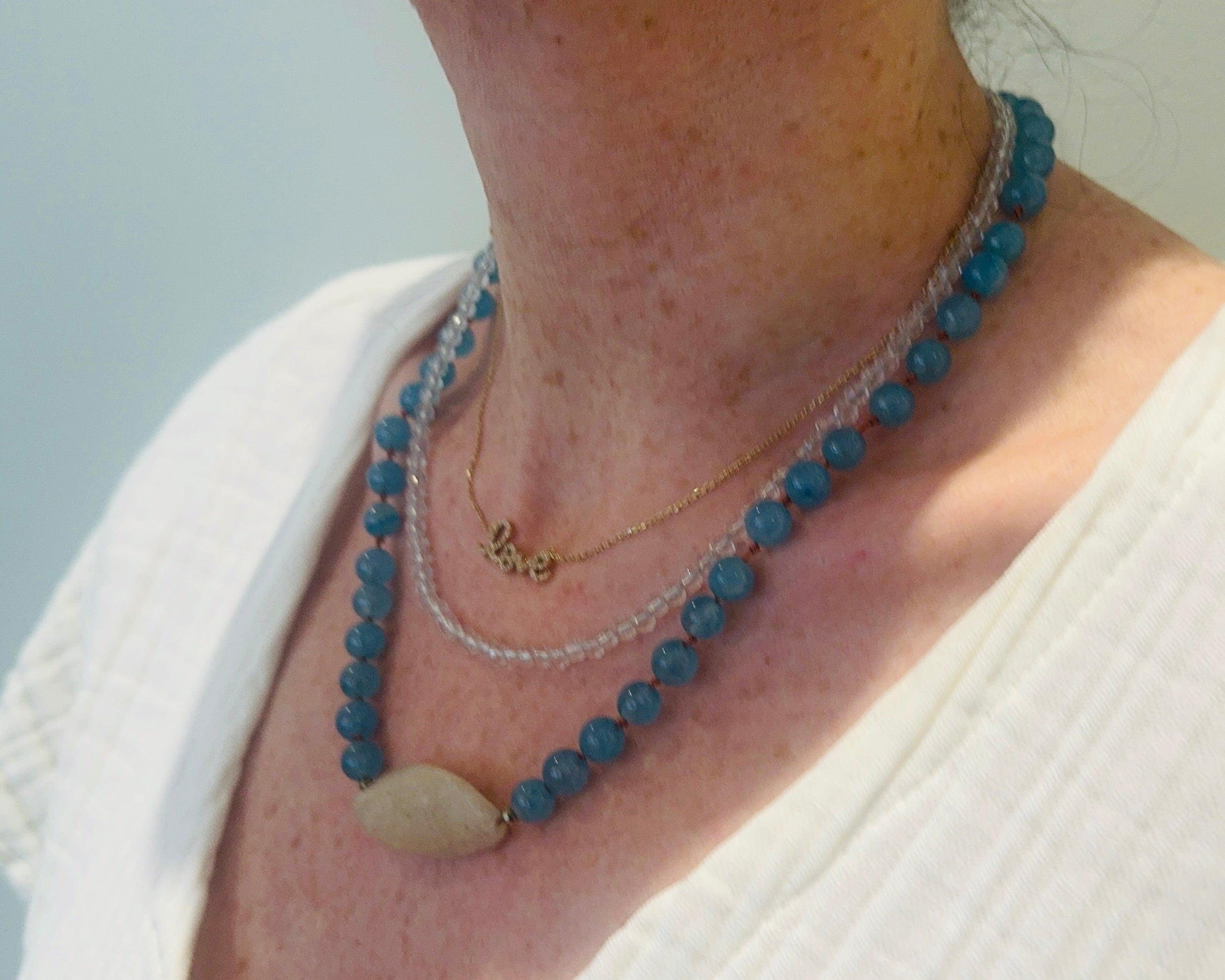 Lemurian Healing Inner Peace Halskette aus blauem Achat mit Citrin